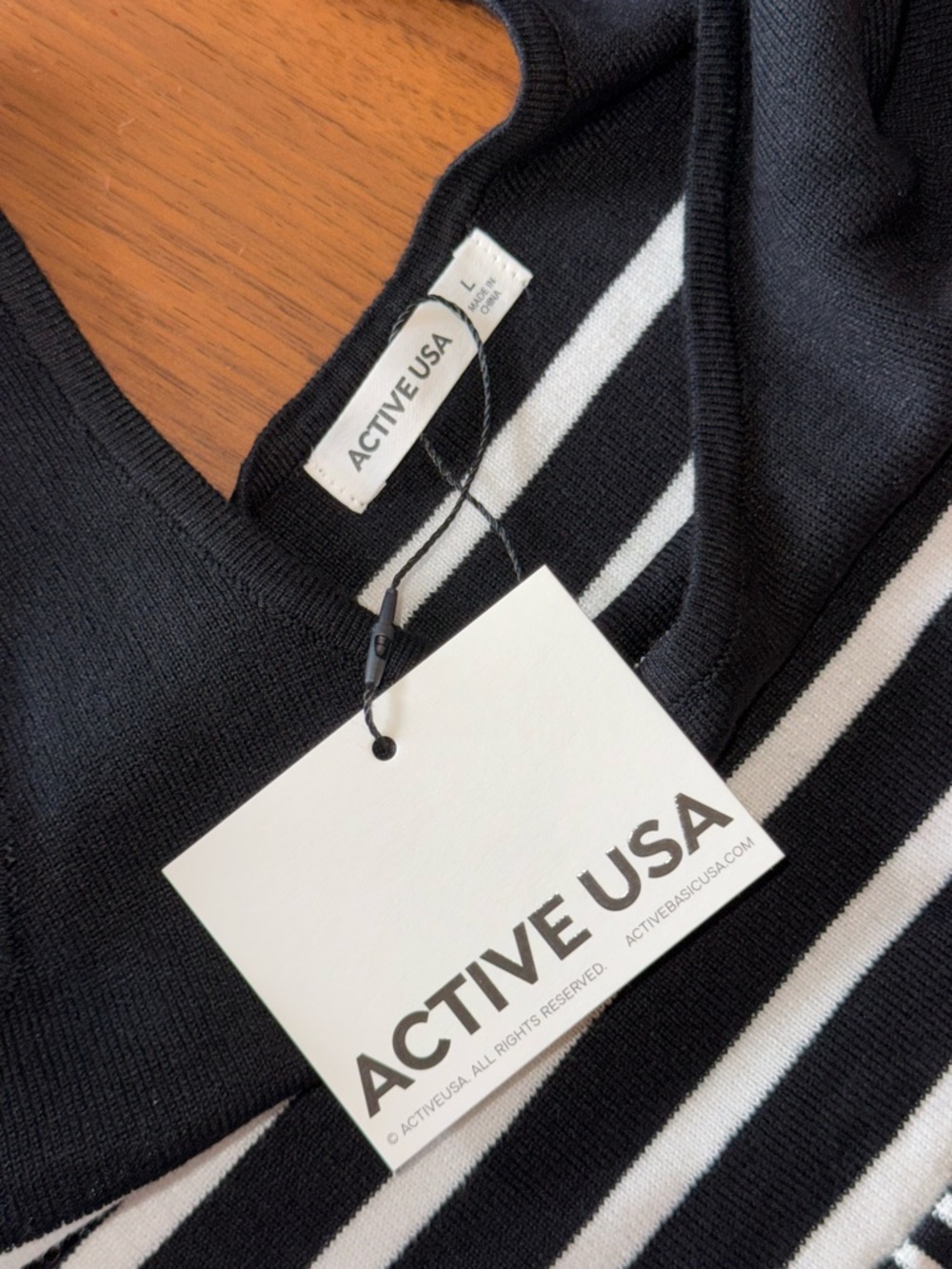 Active USA Black and White Striped Maxi Dress - Picture 6 of 12